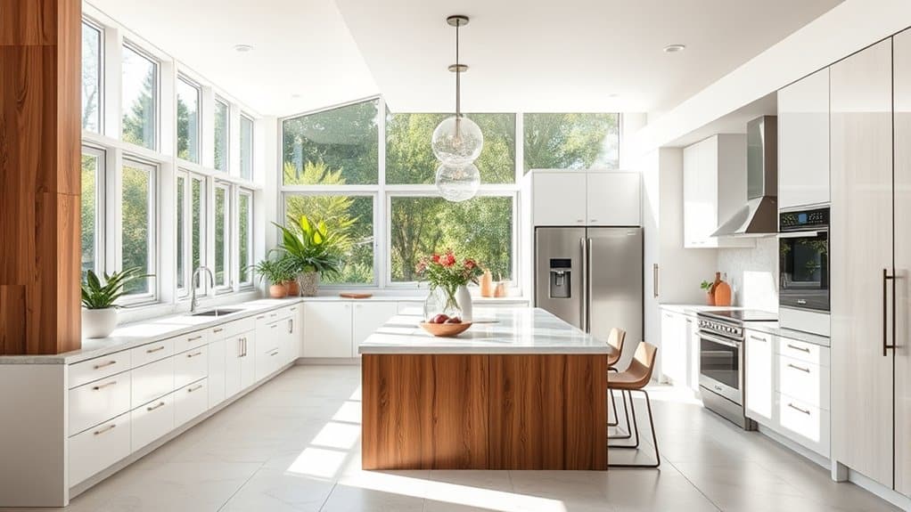 spacious integrated kitchen design