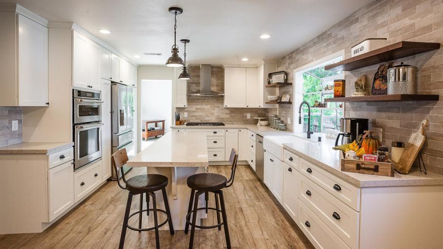 new kitchen with a mid table