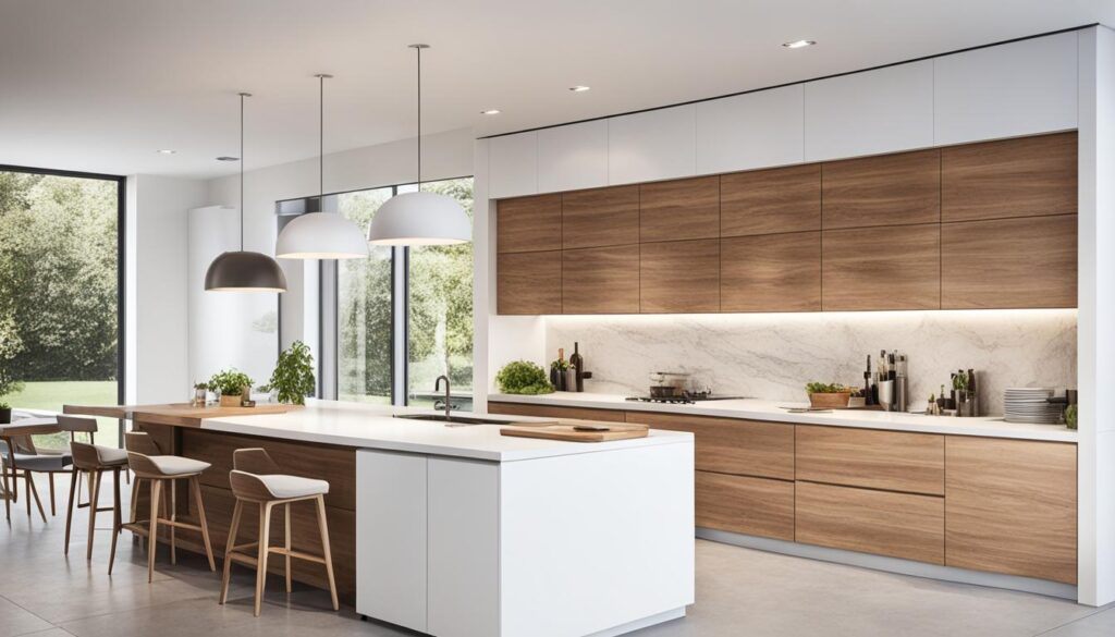 Modern kitchen design featuring minimalist aesthetics